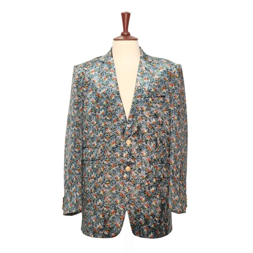 Mens Blazer Multicolor Floral Velvet Designer Dress Formal Jacket Sport Coat 42R